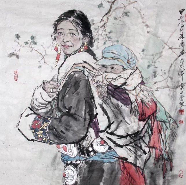 徐展 精品斗方68x69cm 《母子情深》软片